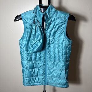 Be Inspired Full Zip Lightweight Packable Down Puffer Vest Women, Blue Medium